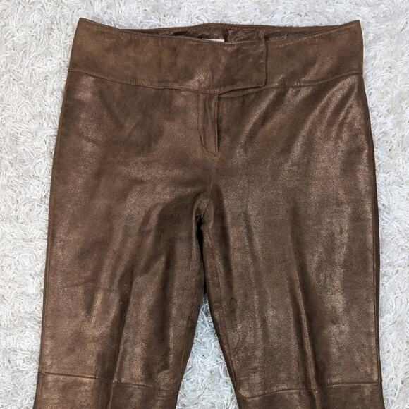 Y2K Vintage Cache Metallic Leather Bootcut Pants Bronze Brown Size 8 - Picture 10 of 15
